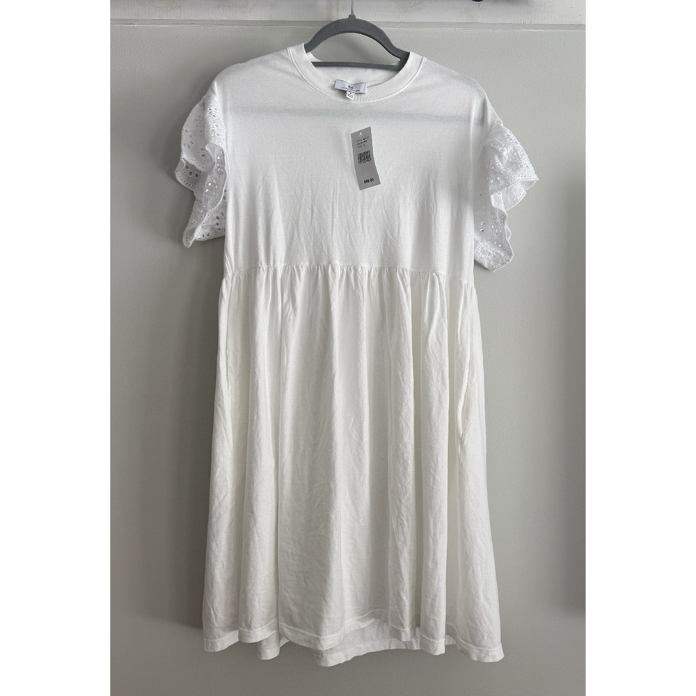 NWT AG Adriano Goldschmied White Eyelet Flutter Sleeve Dress